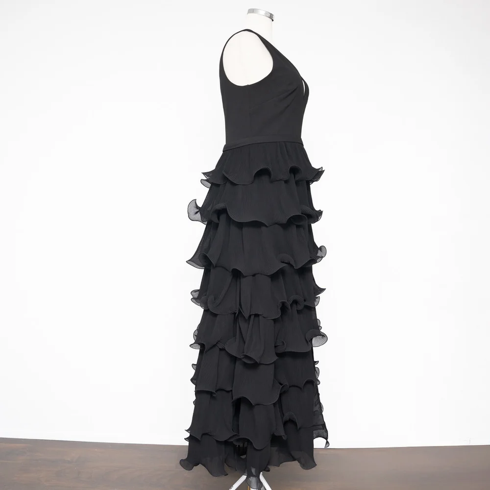 Betsy and Adam Women's V Neck Tiered Long Gown‎ - Picture 5 of 13